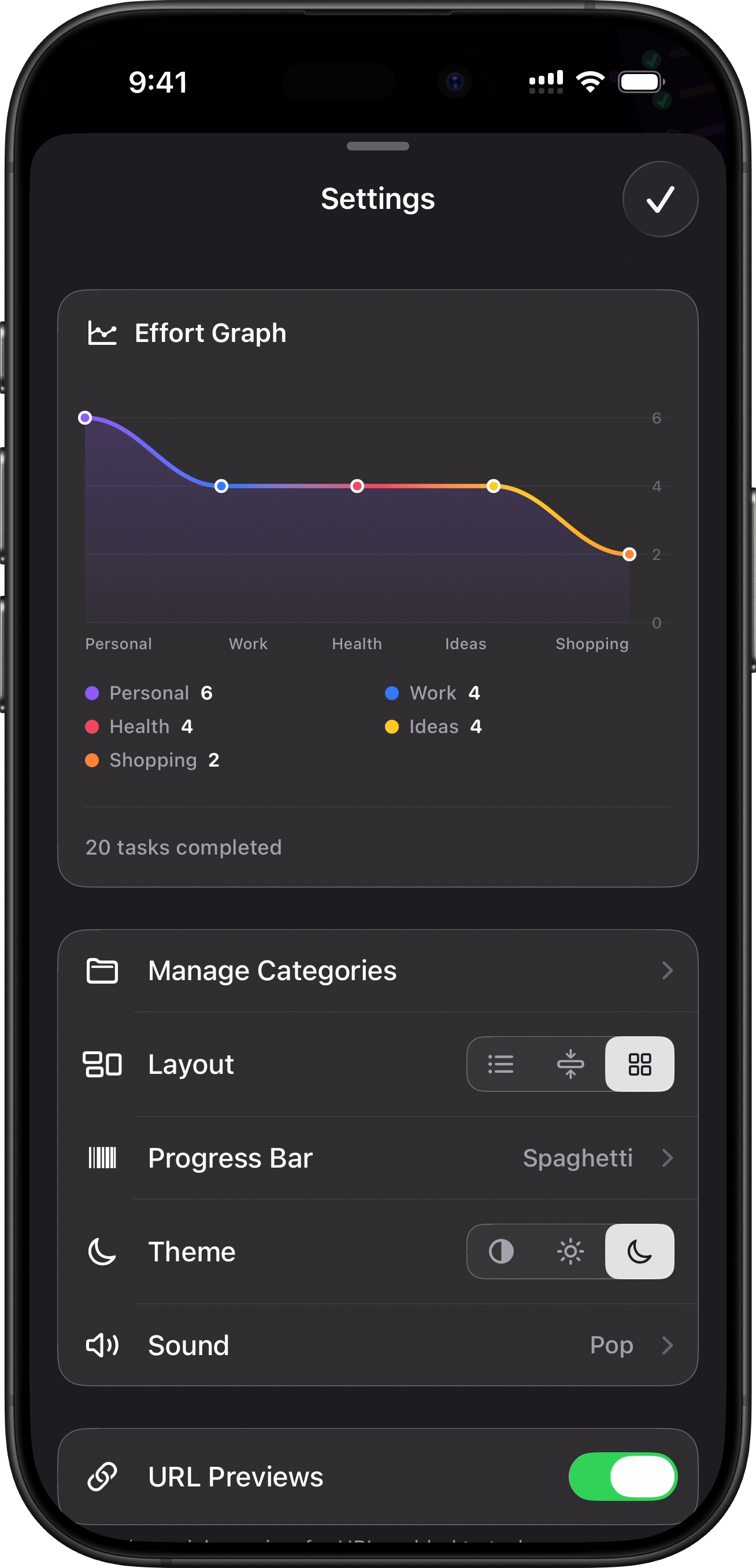 Settings dark